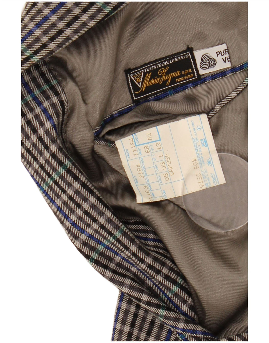 MARIO ZEGNA Chaqueta tipo blazer de 2 botones para hombre IT 52 XL Lana a cuadros gris