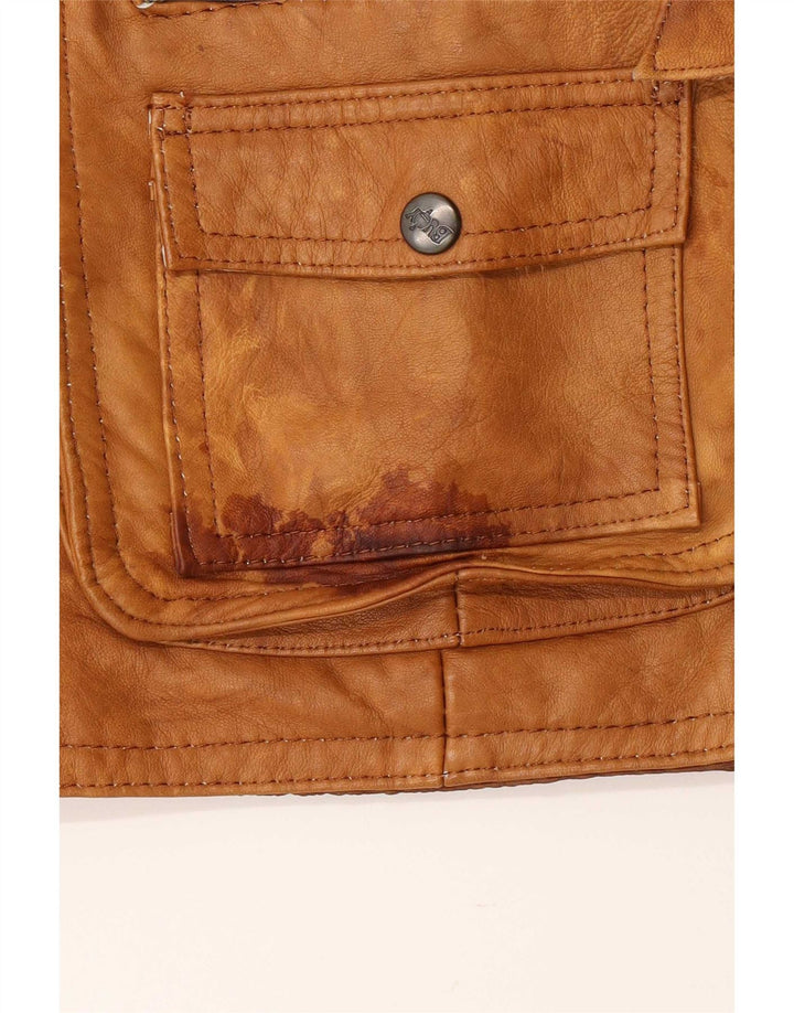 Vintage hombres cuero chaqueta utilitaria Reino Unido 38 marrón medio