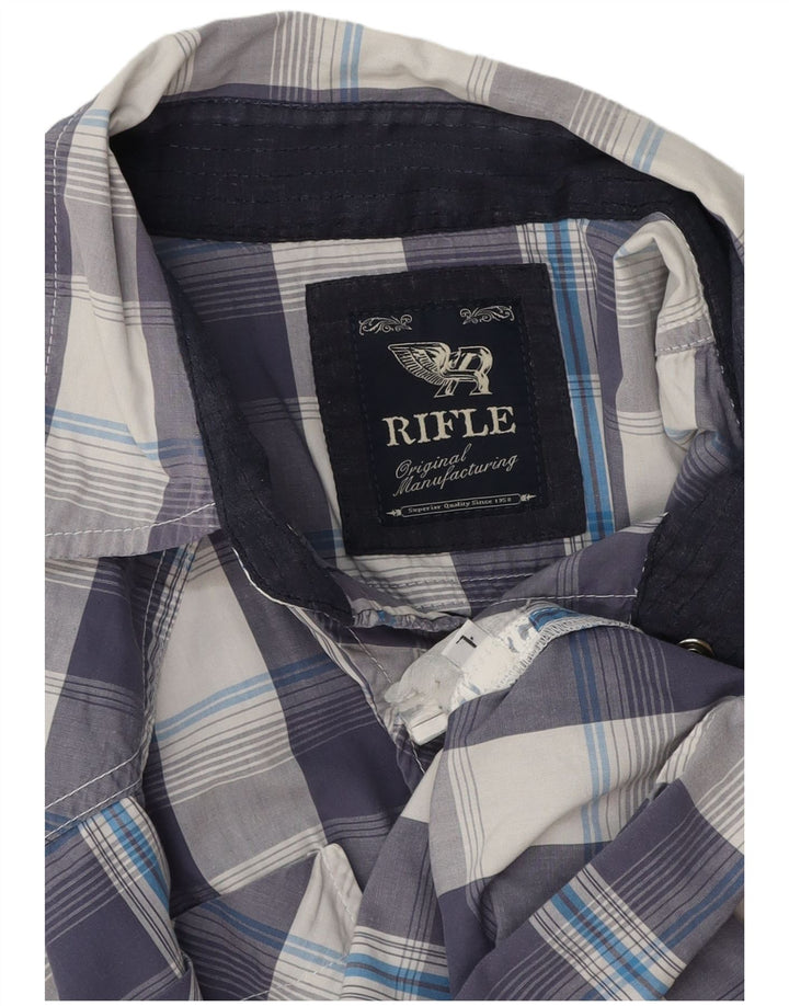 Camisa de manga corta para hombre Rifle Large Blue Check