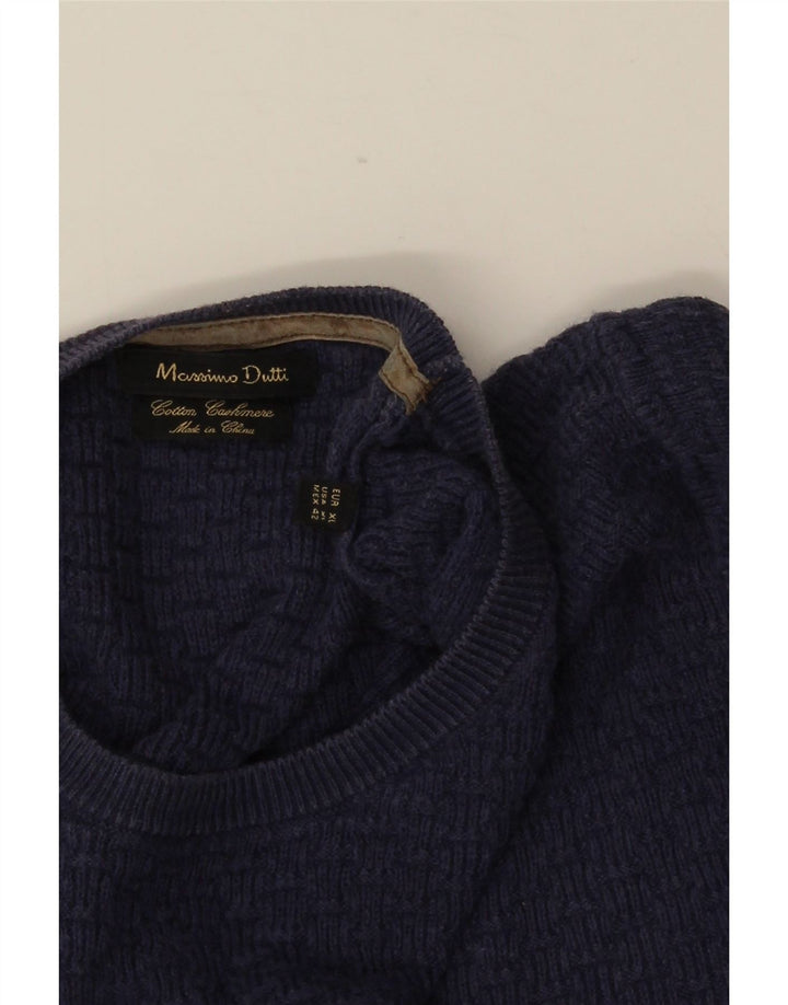 MASSIMO DUTTI Jersey Cuello Redondo Hombre XL Azul Algodón