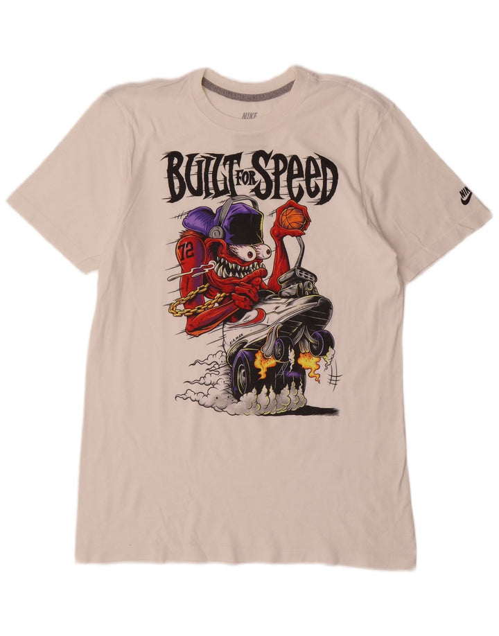 Nike Camiseta con gráfico de corte regular para hombre, talla mediana, blanco