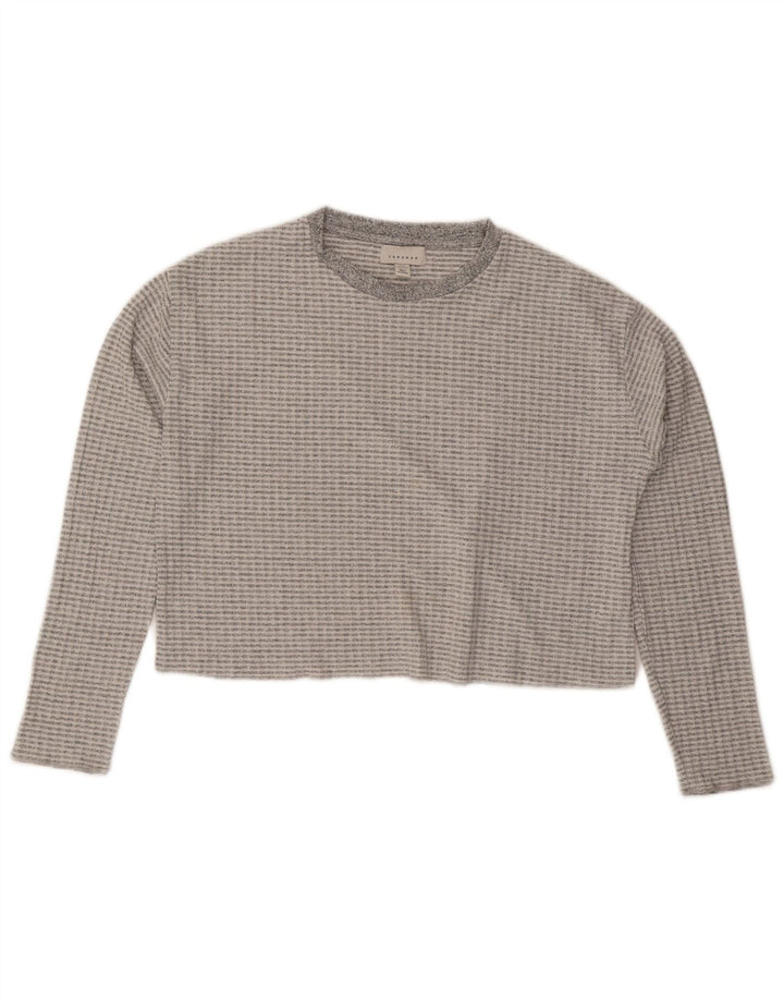 Topshop Top corto para mujer de manga larga UK 44 Poliéster gris medio