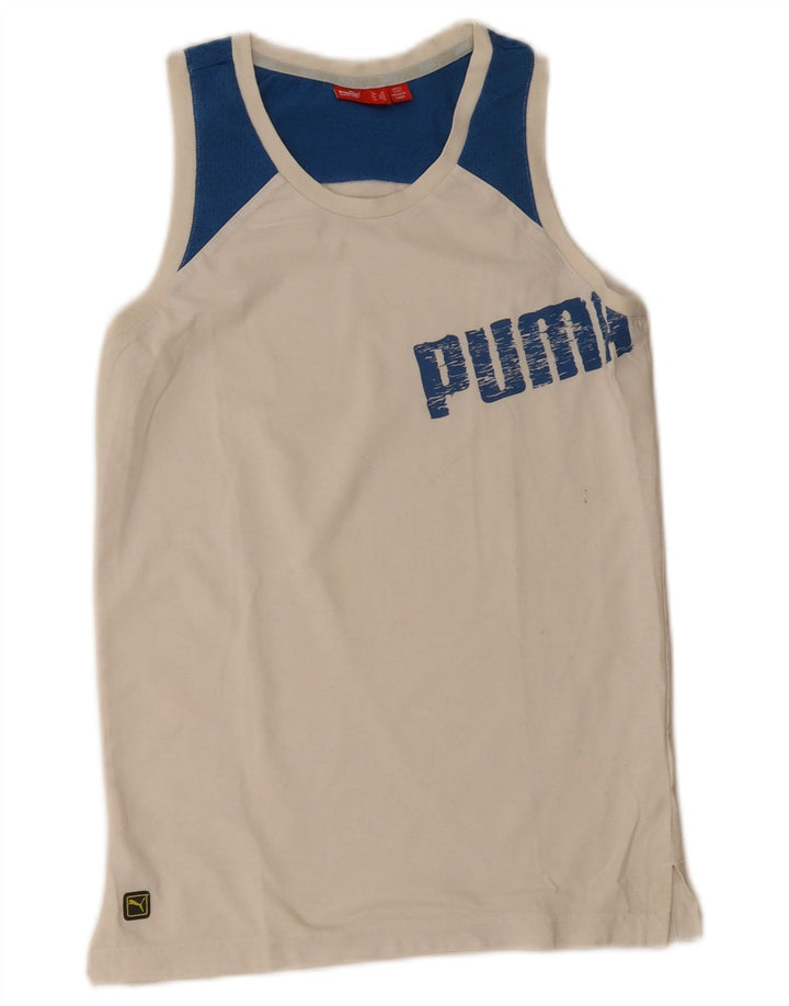 Puma Camiseta sin mangas estampada para hombre XS Blanco Colorblock
