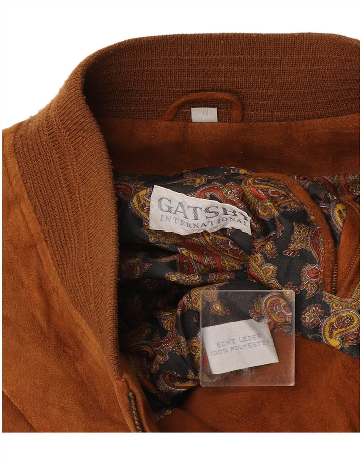 Gatsby Chaqueta Bomber de Ante para Hombre UK 38 Cuero Beige Medio