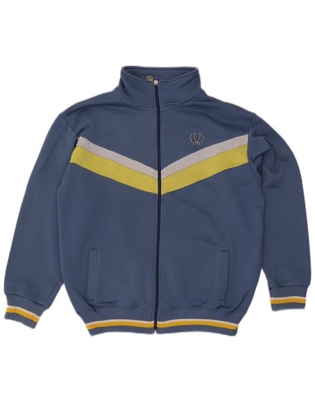 Fred Perry Hombre Chaqueta Superior De Chándal De Algodón Color Block Azul Medio