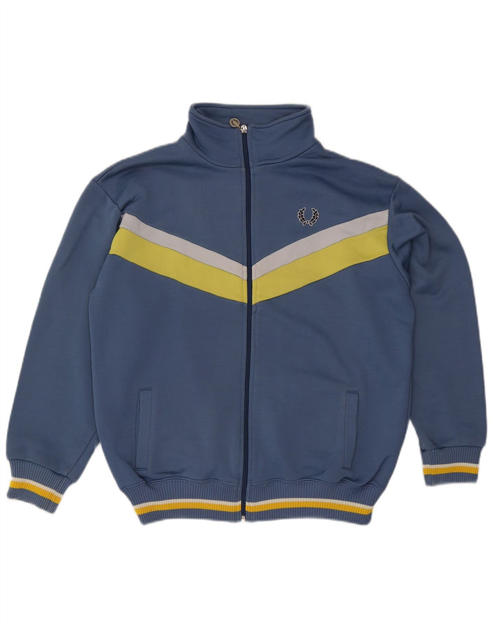 Fred Perry Hombre Chaqueta Superior De Chándal De Algodón Color Block Azul Medio