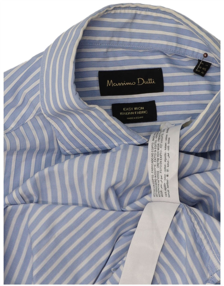 MASSIMO DUTTI Camisa Hombre Talla 16 1/2 Grande Algodón Rayas Azul
