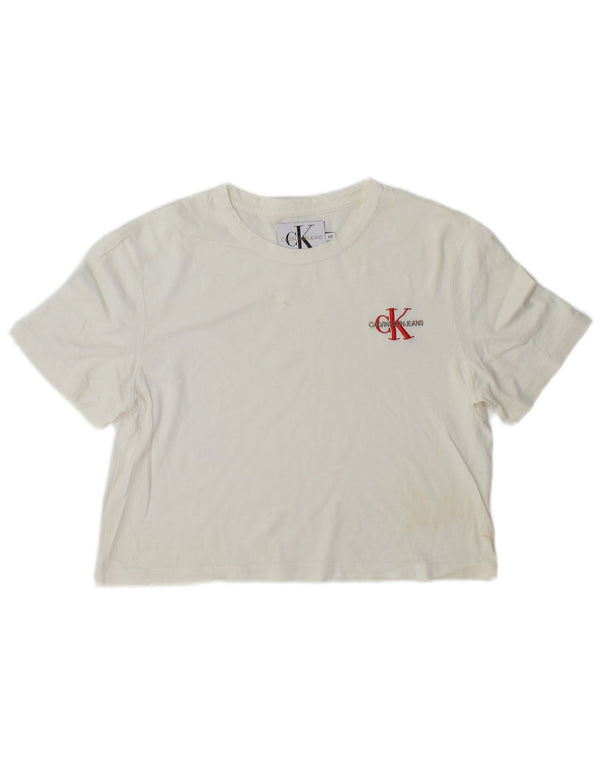 Calvin Klein Camiseta corta para mujer UK 6 XS Blanco