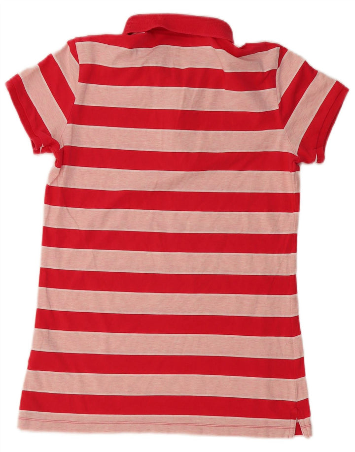 NIKE Womens Polo Shirt UK 12 Medium Red Striped Cotton Vintage Nike and Second-Hand Nike from Messina Hembry 