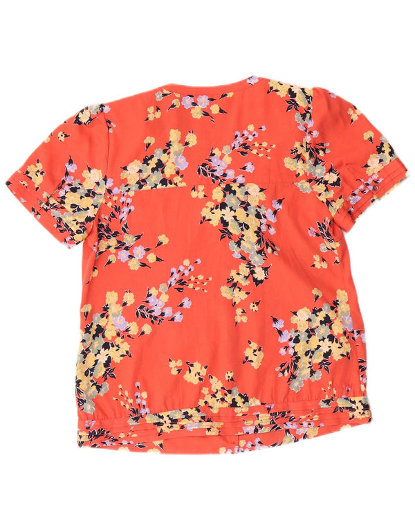 FAT FACE Blusa camisera de manga corta para mujer UK 10 Small Red Floral