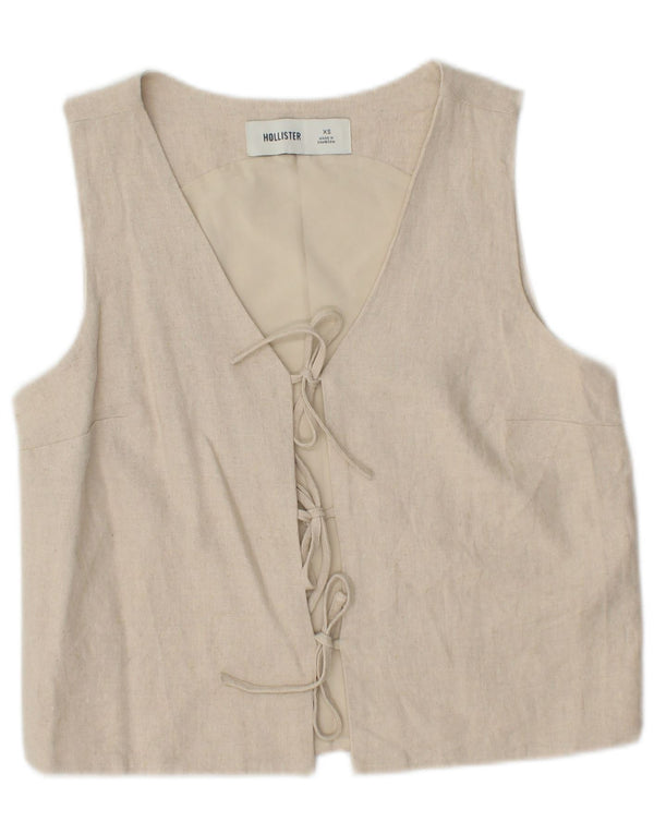 HOLLISTER Chaleco corto para mujer UK 6 XS Beige Linen