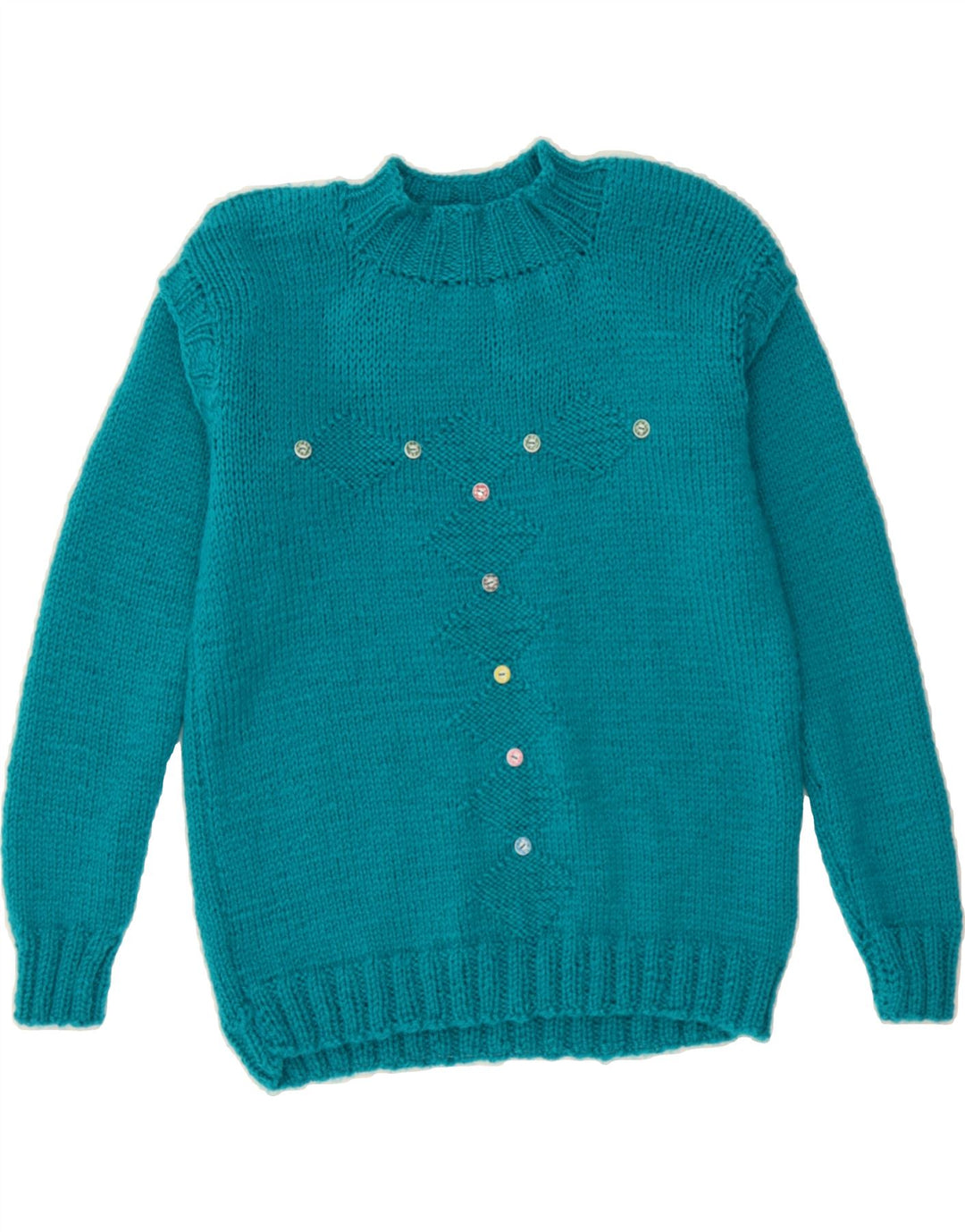 VINTAGE Womens Turtle Neck Jumper Sweater UK 14 Medium Blue Vintage Vintage and Second-Hand Vintage from Messina Hembry 