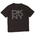 Dkny Hombre Camiseta Gráfica Top Medio Algodón Negro