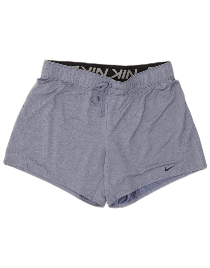 Nike - Pantalones cortos deportivos Dri Fit para mujer, talla 40, poliéster azul medio