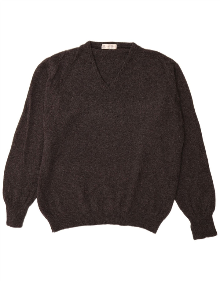 Marks & Spencer Jersey con cuello en V para hombre de lana de cordero moteada gris grande