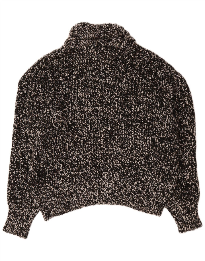 Zara Mujer Oversize Roll Neck Jumper Sweater UK 10 Small Negro Moteado