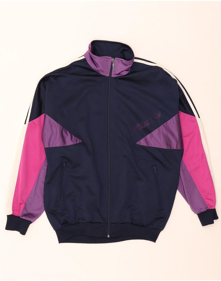 Adidas Hombre Gráfico Chándal Top Chaqueta Grande Azul Marino Colorblock