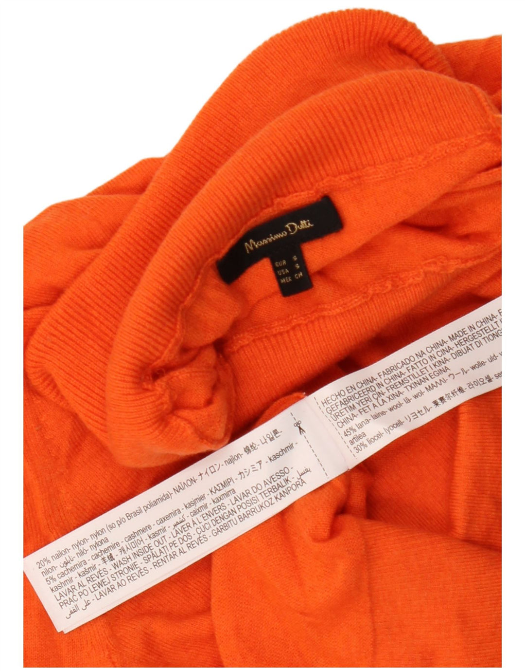 Massimo Dutti Jersey de cuello vuelto para mujer UK 10 Small Naranja Lana