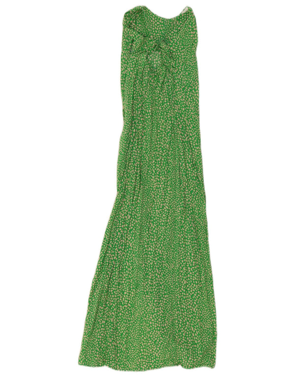 Zara Mujer Maxi Vestido UK 4 XS Verde Animal Print