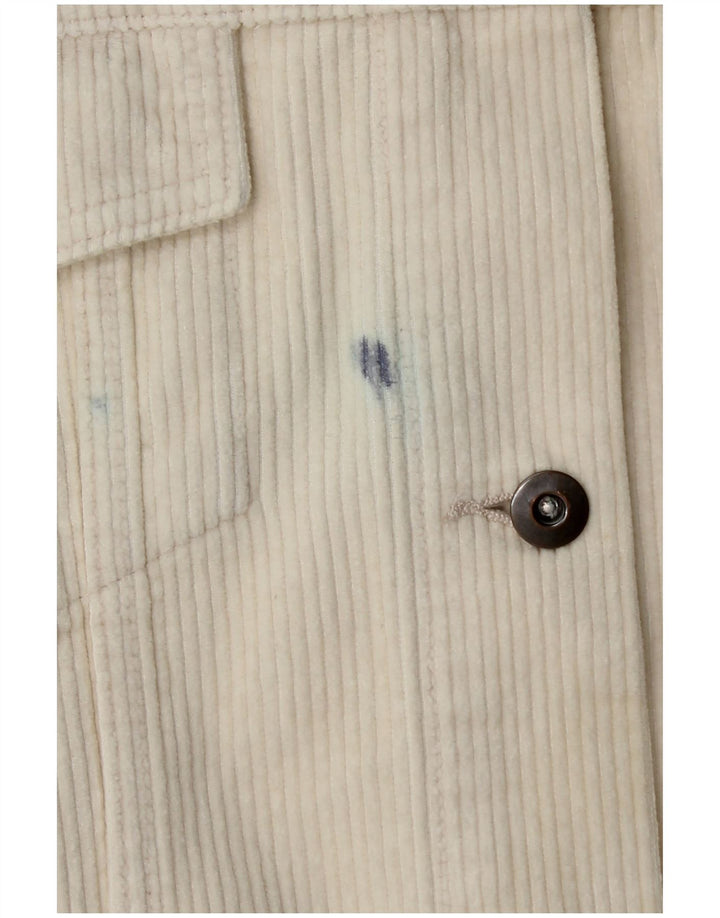 Zara Mujer Chaqueta De Pana Extragrande UK 10 Small Off White Cotton