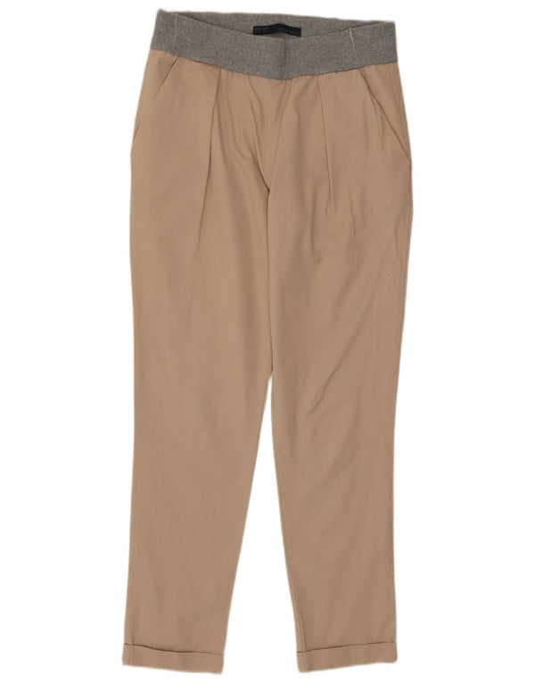 Zara Mujer Pantalón Chino Slim Small W26 L27 Algodón Color Block Beige