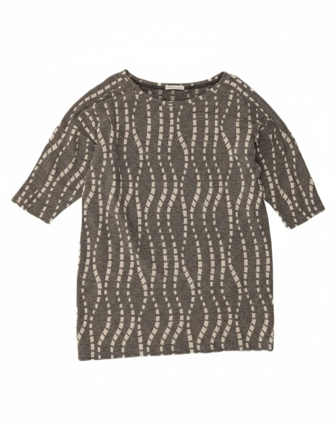 Zara Mujer Túnica Top Reino Unido 46 Grande Gris Chevron