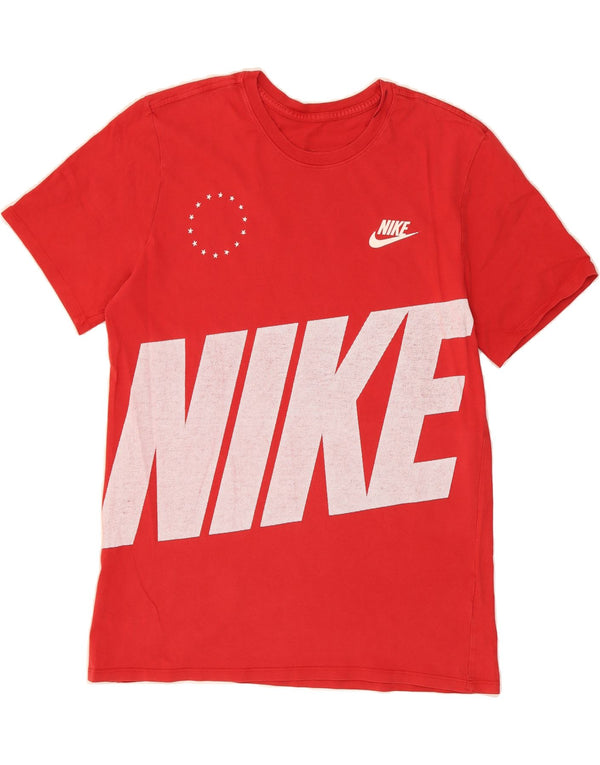 NIKE Mens Graphic T-Shirt Top Medium Red Cotton