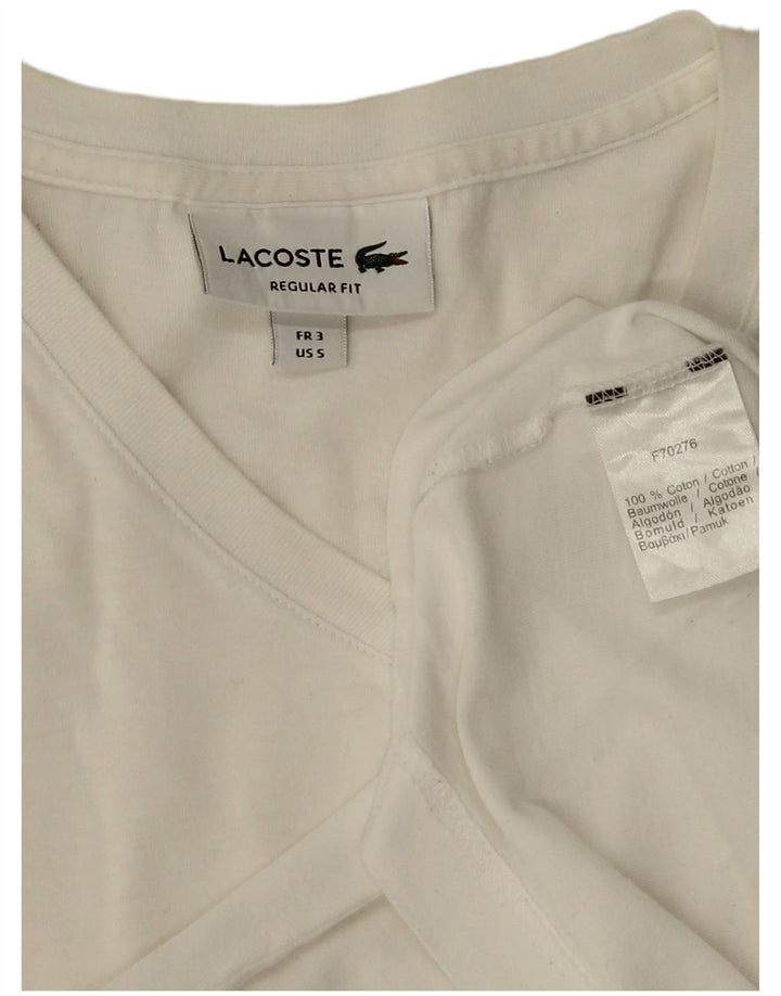 Lacoste Camiseta de corte regular para hombre, talla 3, algodón blanco pequeño