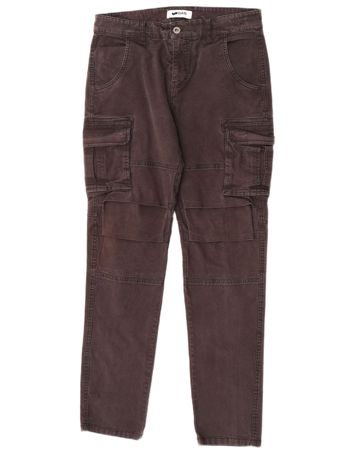 Gas Hombres Slim Cargo Pantalones Mediano W32 L32 Algodón Gris