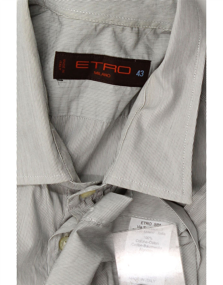 Camisa Etro Hombre Talla 43 XL Algodón Gris Rayas
