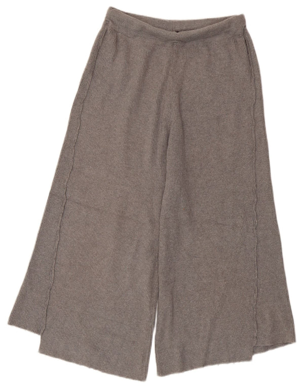Zara Pantalones Capri de Pierna Ancha de Punto para Mujer UK 8 Small W25 L19 Gris