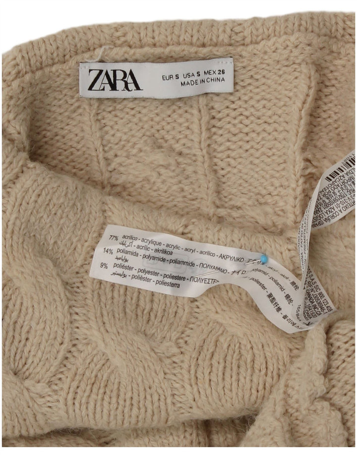 Zara Mujer Roll Neck Jumper Sweater UK 10 Small Beige