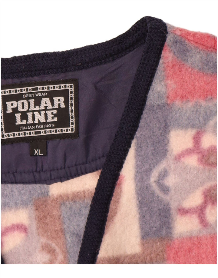 VINTAGE Hombres Fleece Gilet Reino Unido 42 XL Poliéster Fair Isle multicolor