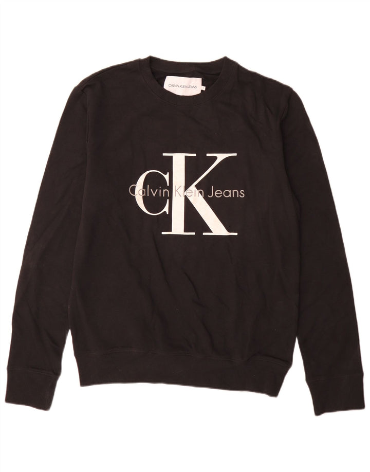 Calvin Klein Jeans Hombre Sudadera Gráfica Jumper Algodón Negro Mediano