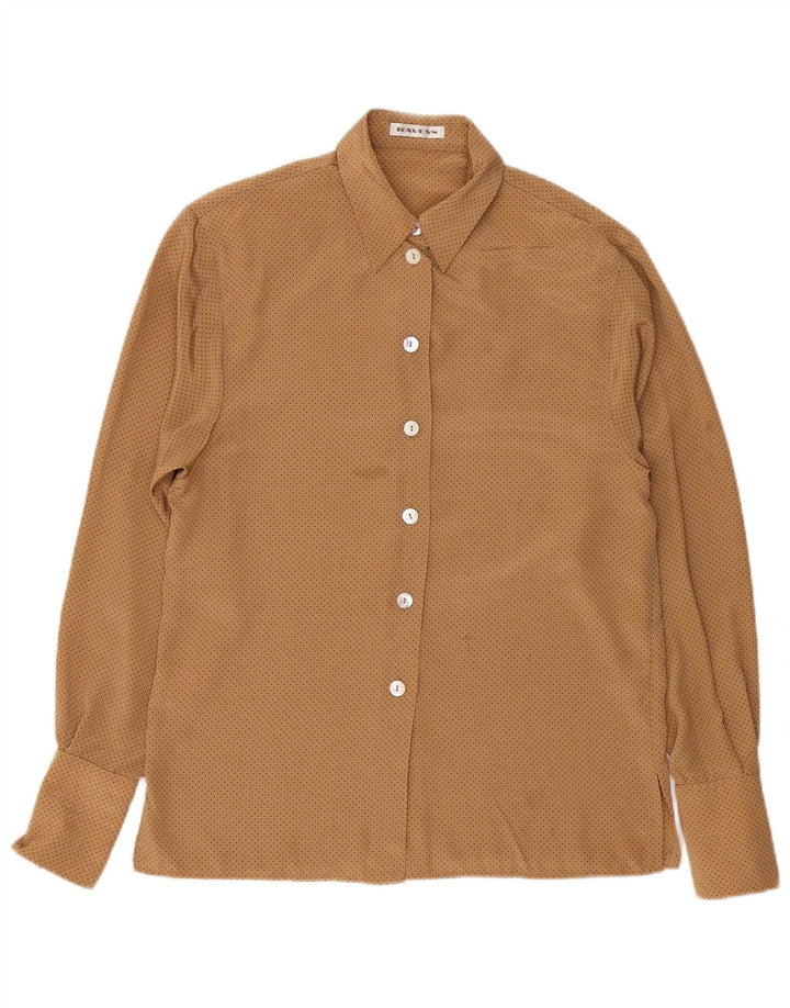 Ravens Camisa extragrande para mujer UK 10 Small Marrón Spotted Poliéster