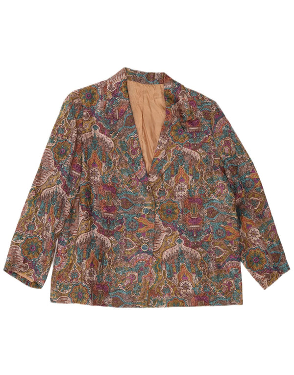 Vintage mujer patrón abstracto Blazer chaqueta Reino Unido 14 grande multicolor
