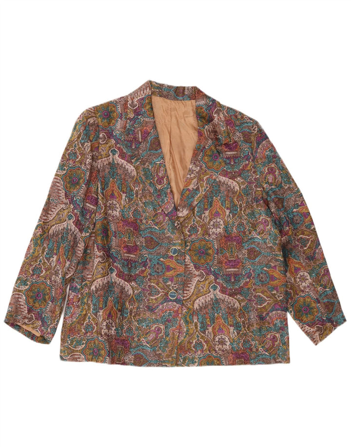 Vintage mujer patrón abstracto Blazer chaqueta Reino Unido 14 grande multicolor
