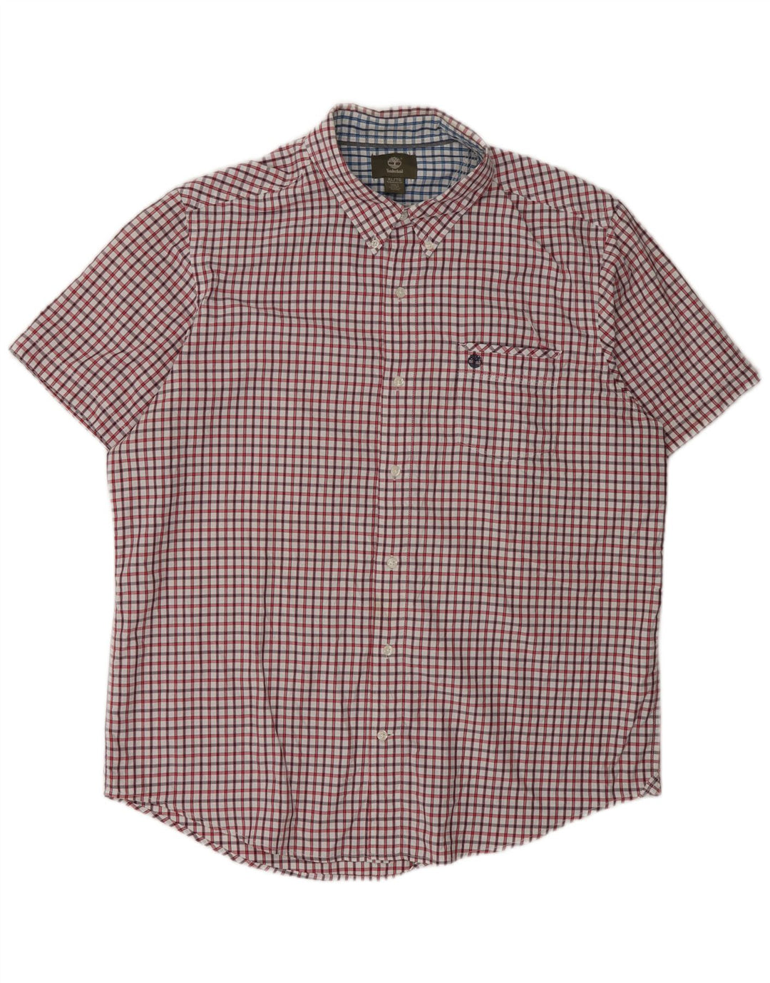 Timberland Camisa De Manga Corta Regular Fit Para Hombre XL Nylon A Cuadros Rojos