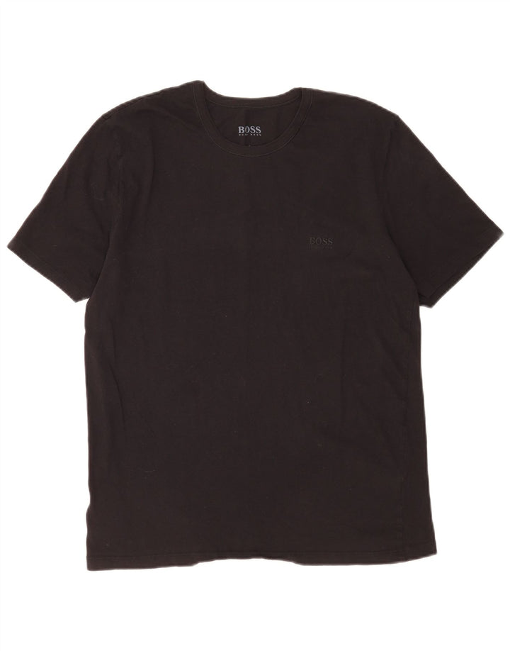 Hugo Boss Hombre Camiseta Top Grande Algodón Negro