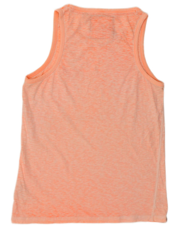 SUPERDRY Camiseta sin mangas baja para mujer UK 46 Grande Algodón moteado naranja