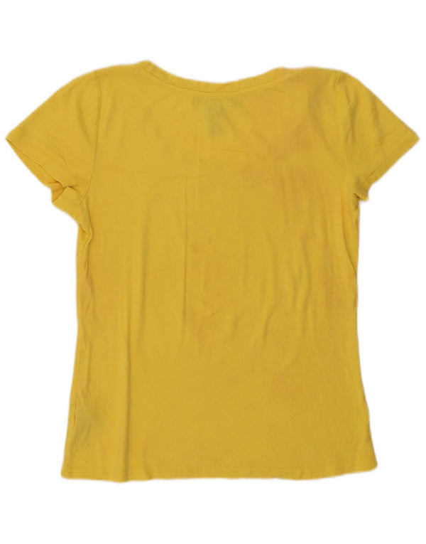 Ralph Lauren Camiseta para Mujer Top UK 12 Algodón Amarillo Medio