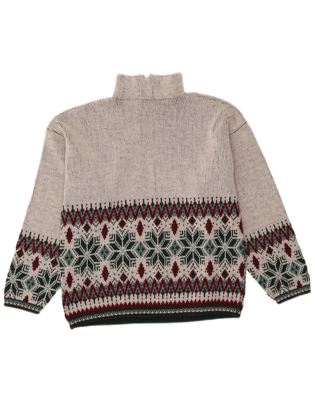 Vintage hombres zip cuello jumper suéter medio gris Fair Isle