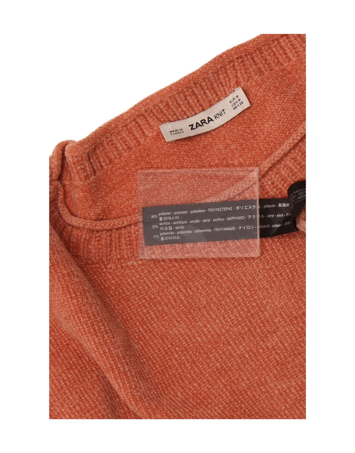 Zara - Jersey extragrande con cuello barco para mujer, talla 40, color naranja mediano