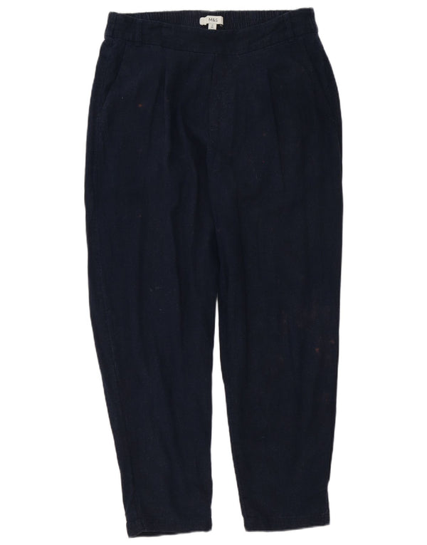 Marks & Spencer Pantalones chinos de cintura alta para mujer UK 12 Medium W32 L27 Azul marino