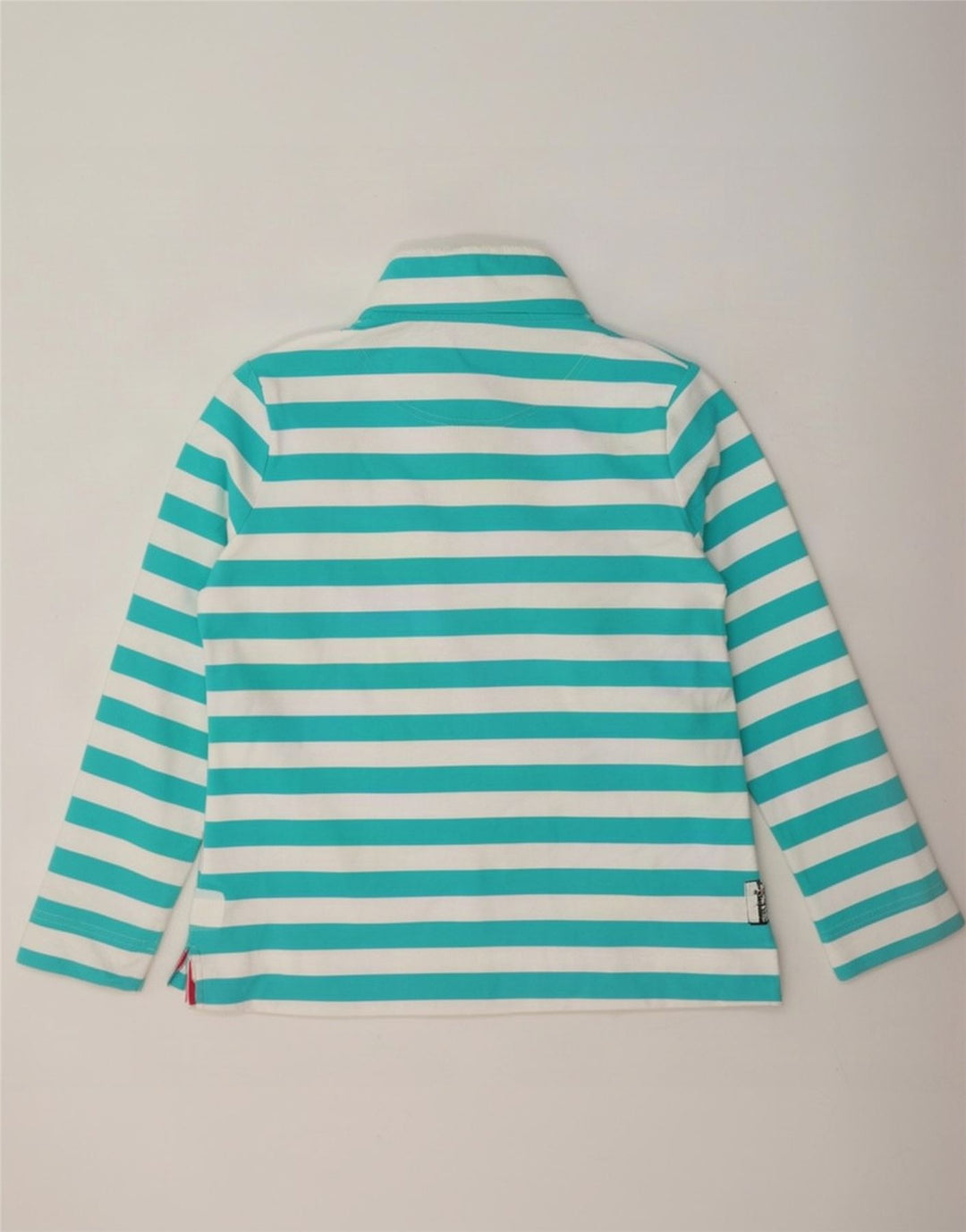 Joules - Sudadera con cuello y botones para mujer, talla grande, color turquesa a rayas