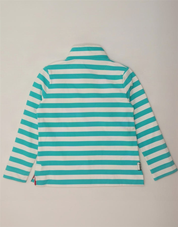Joules - Sudadera con cuello y botones para mujer, talla grande, color turquesa a rayas
