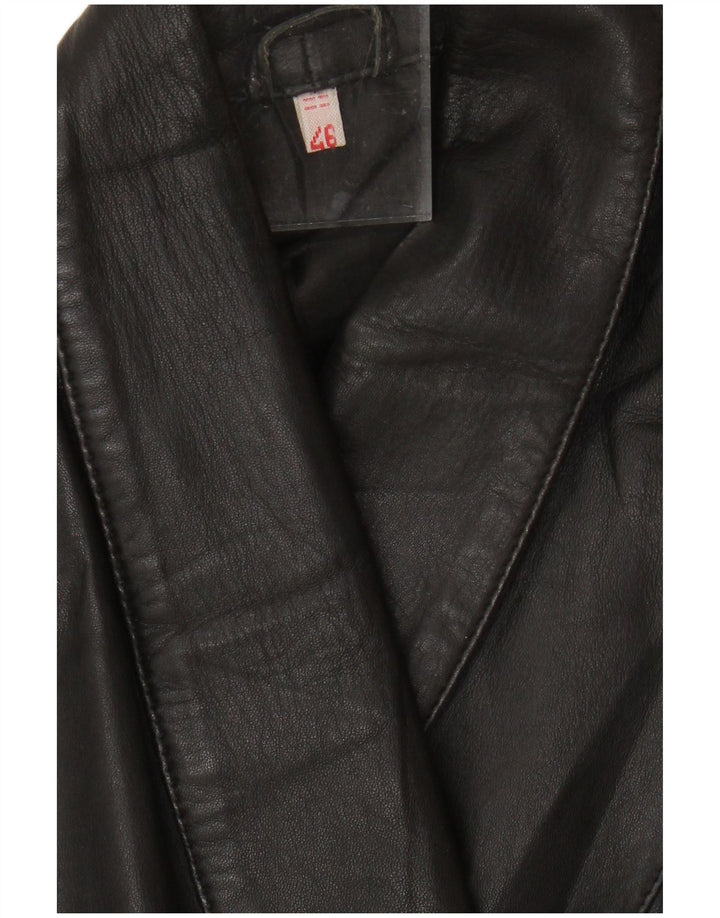 Vintage mujer chaqueta de cuero de gran tamaño EU 46 XL negro