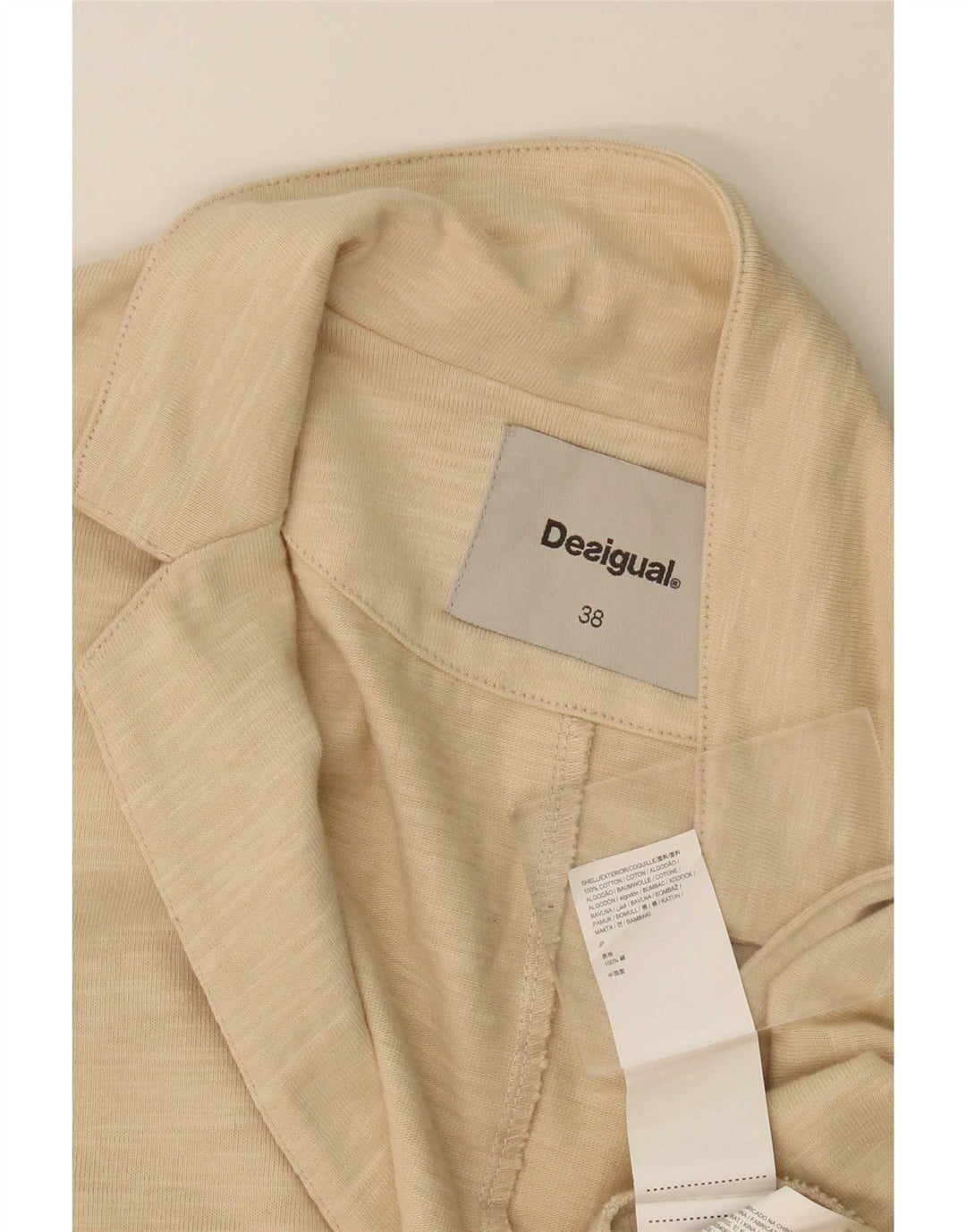 Desigual Chaqueta tipo blazer abierta para mujer EU 38 Algodón moteado beige medio