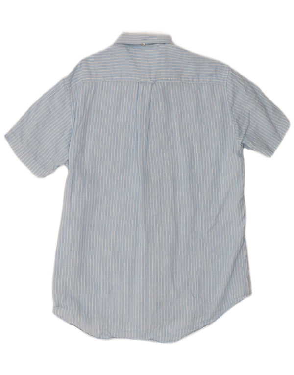 Gant Camisa de manga corta para hombre Talla 39/40 15 3/4 Lino a rayas azul medio