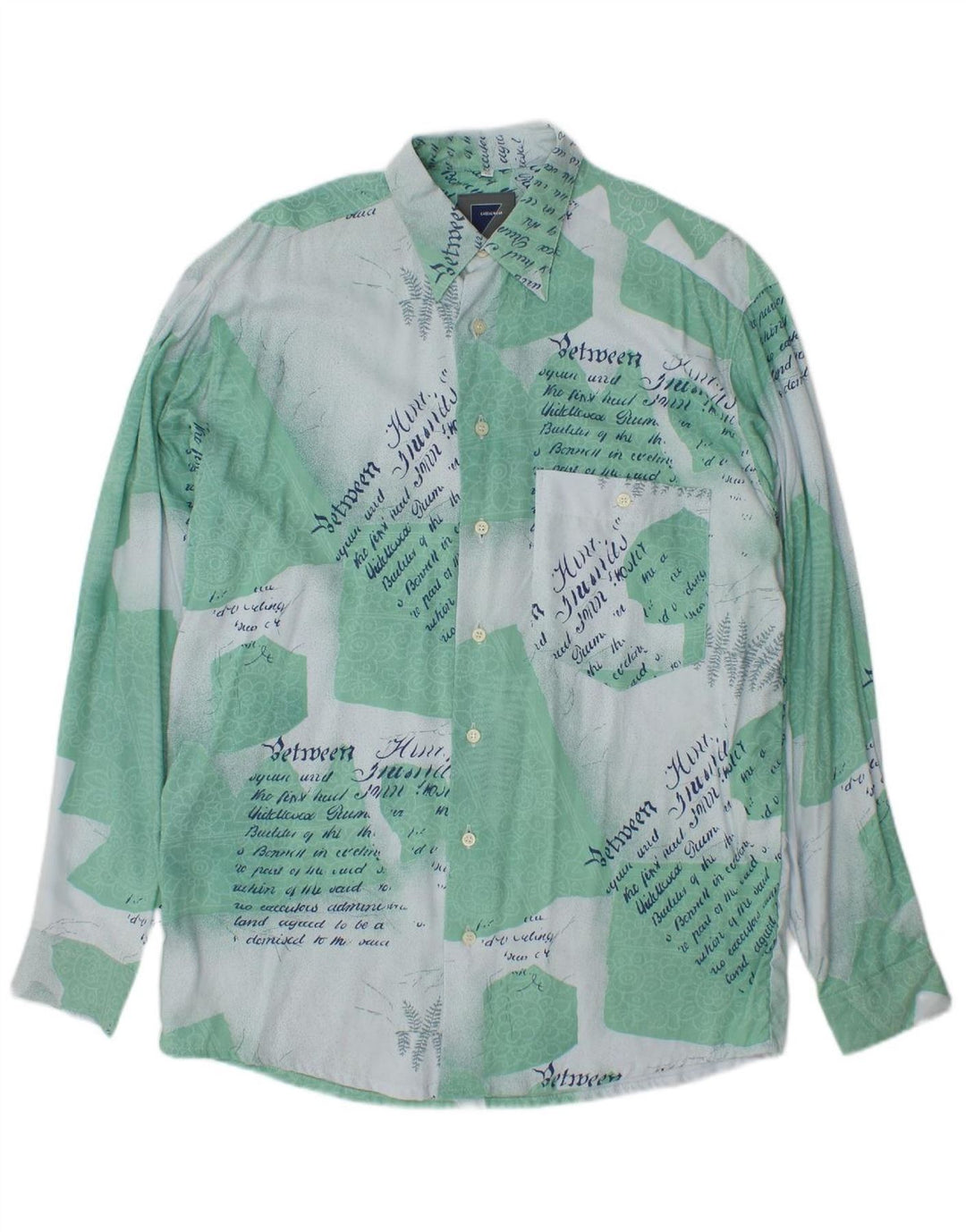 SEIDENSTICKER Mens Graphic Shirt Size 38 Medium Turquoise